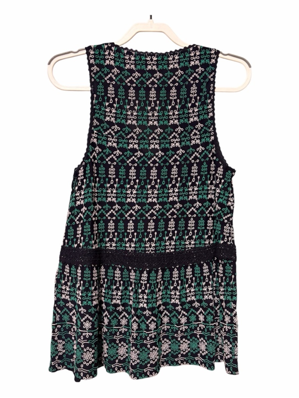 Anthropologie Maeve Cammie Embroidered Peplum Top Navy Green Floral M - Picture 4 of 7